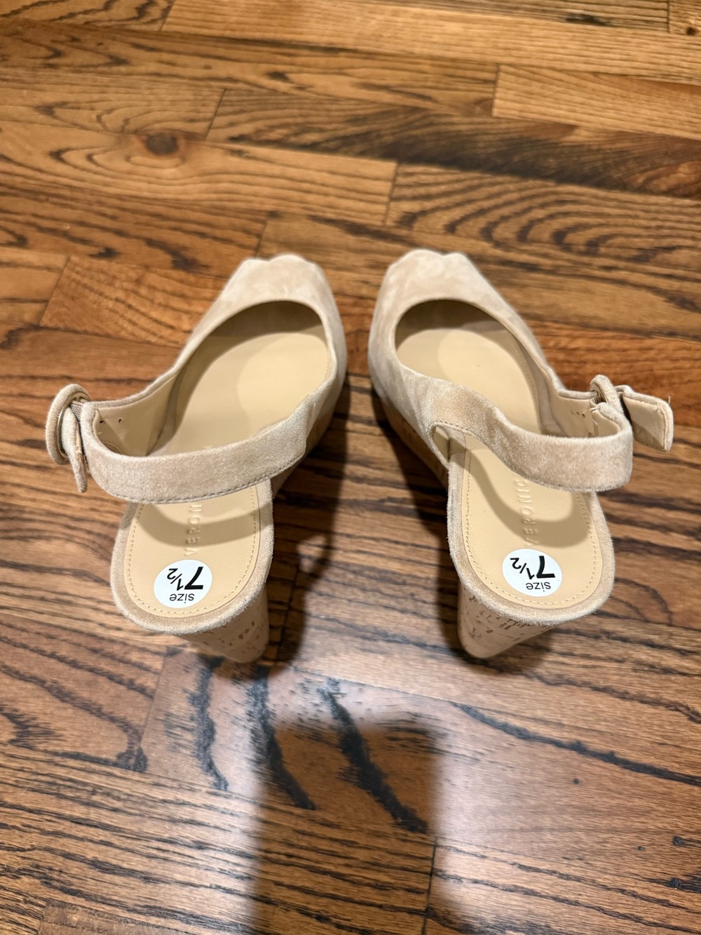 Veronica Beard Dali Suede Peep Toe Wedge Sandal 7.5 - Picture 6 of 11